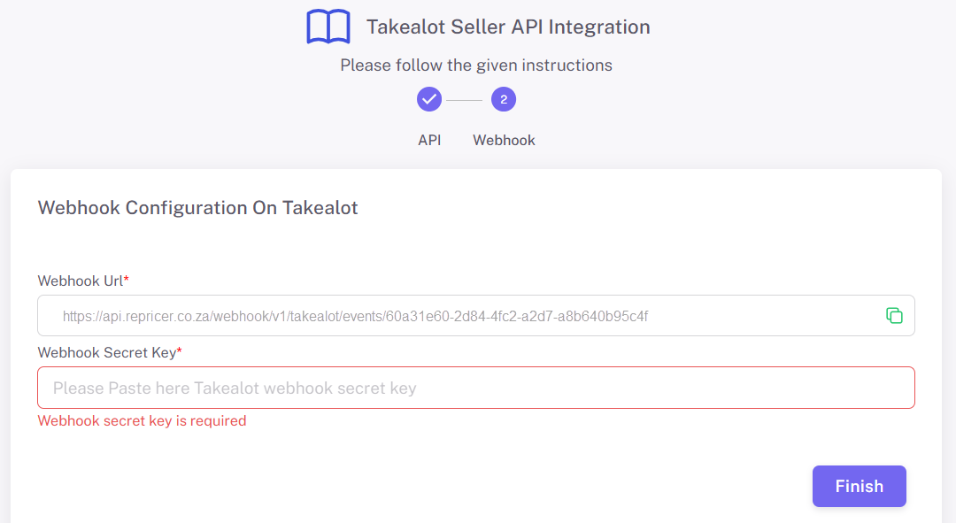 Repricer Webhook Configuration